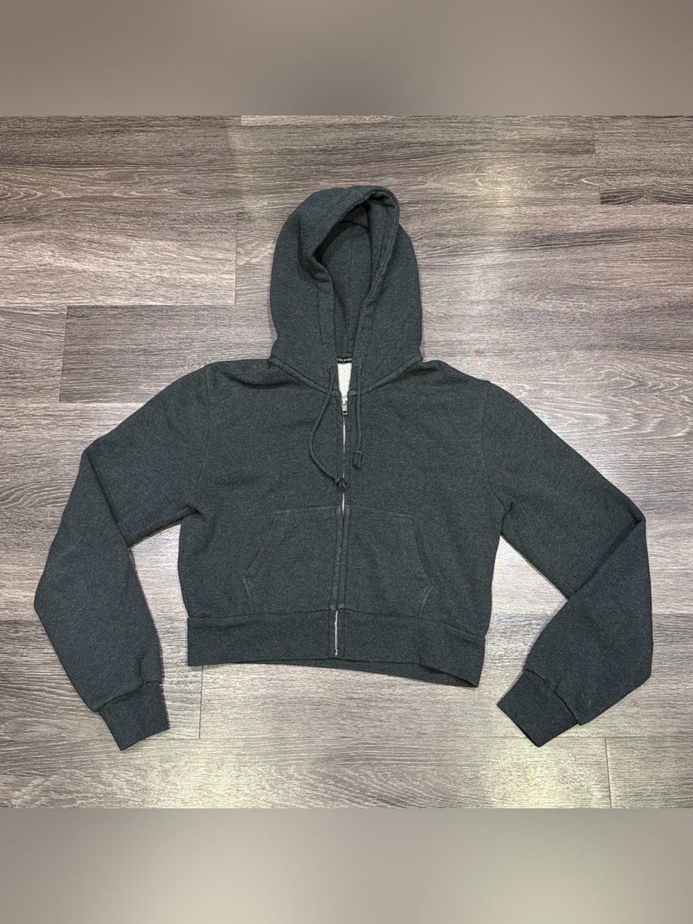 Brandy Melville Cropped Hoodie Full Zip Lounge Gray Women’s One Size